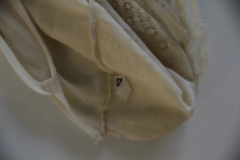 Rare Vintage Italian Ivory Lace and Silk Maxi Slip Dress