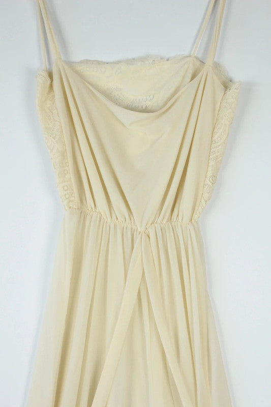 Rare Vintage Italian Ivory Lace and Silk Maxi Slip Dress