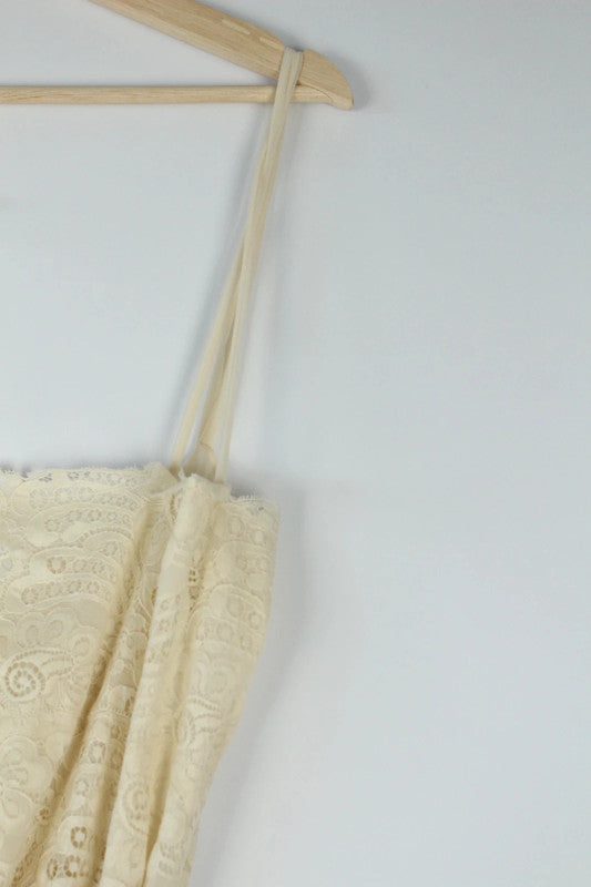 Rare Vintage Italian Ivory Lace and Silk Maxi Slip Dress