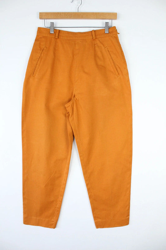 Vintage Mustard Orange High Waisted Tapered Cotton Trousers | W28