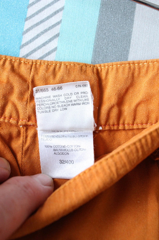 Vintage Mustard Orange High Waisted Tapered Cotton Trousers | W28