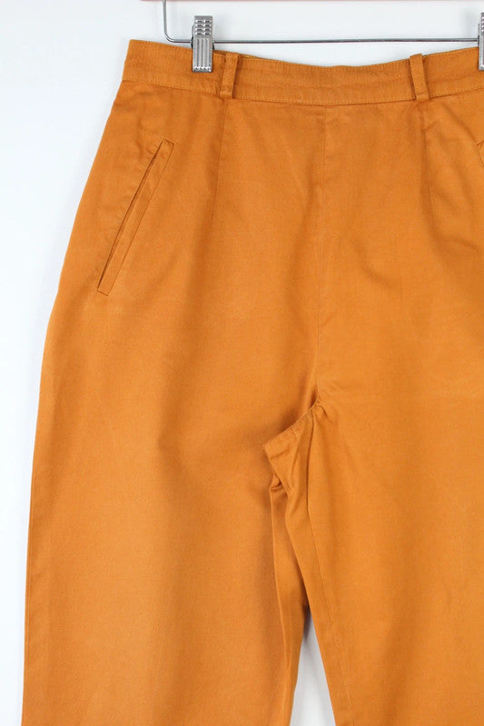 Vintage Mustard Orange High Waisted Tapered Cotton Trousers | W28