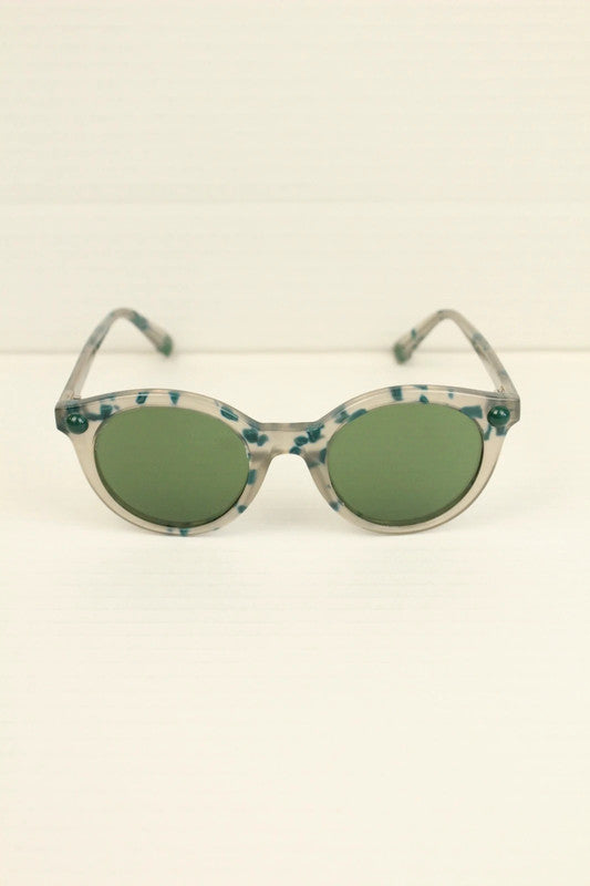 Christopher Kane Green Havana Clear Acetate Bumper Dot Round Sunglasses CK0020S