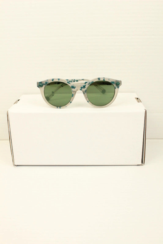 Christopher Kane Green Havana Clear Acetate Bumper Dot Round Sunglasses CK0020S