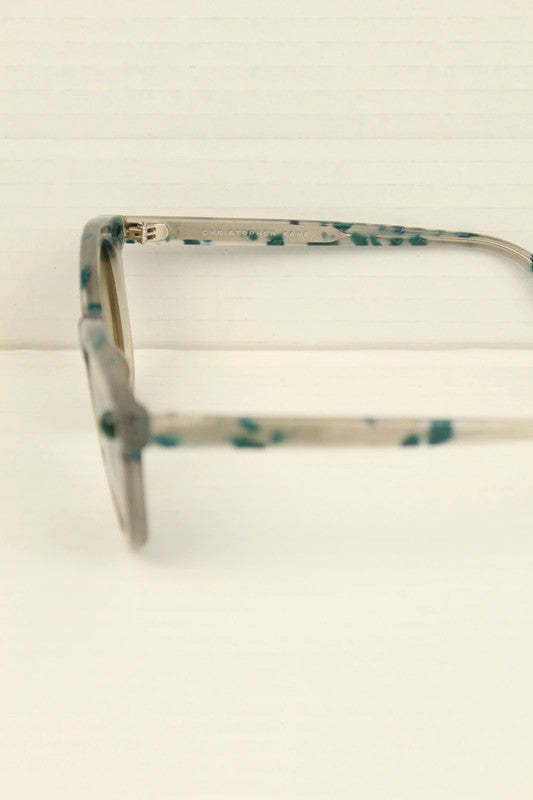 Christopher Kane Green Havana Clear Acetate Bumper Dot Round Sunglasses CK0020S