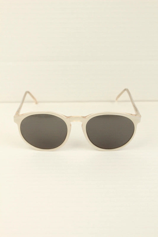 Vintage 70s Errebi Italy Clear Champagne Acetate Round Oval Sunglasses