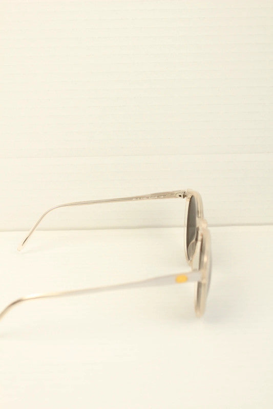 Vintage 70s Errebi Italy Clear Champagne Acetate Round Oval Sunglasses