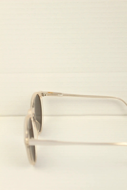 Vintage 70s Errebi Italy Clear Champagne Acetate Round Oval Sunglasses