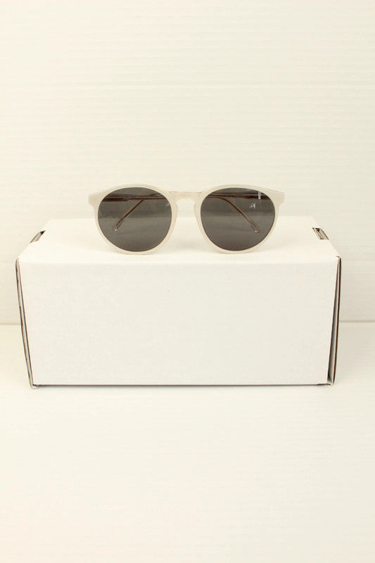 Vintage 70s Errebi Italy Clear Champagne Acetate Round Oval Sunglasses