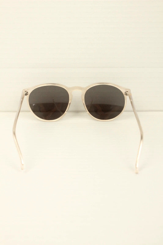 Vintage 70s Errebi Italy Clear Champagne Acetate Round Oval Sunglasses