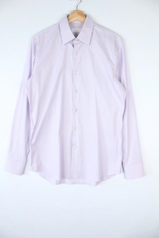 Prada Lilac Lavender Elastane Cotton Slim Fit Long Sleeve Shirt | Medium