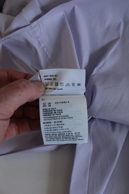 Prada Lilac Lavender Elastane Cotton Slim Fit Long Sleeve Shirt | Medium