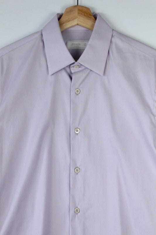 Prada Lilac Lavender Elastane Cotton Slim Fit Long Sleeve Shirt | Medium