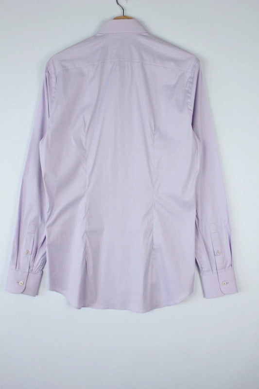 Prada Lilac Lavender Elastane Cotton Slim Fit Long Sleeve Shirt | Medium