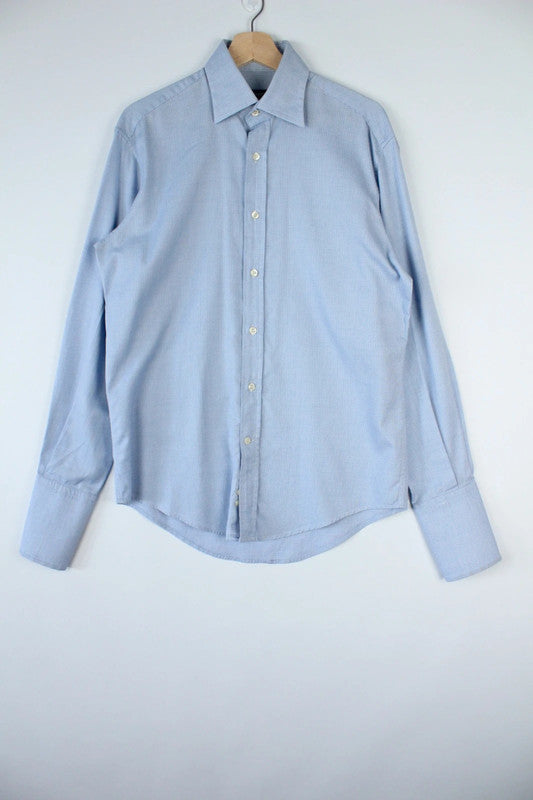 Burberry Light Pastel Blue Cotton Long Sleeve Dress Shirt | Medium