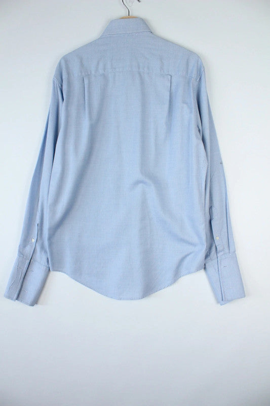 Burberry Light Pastel Blue Cotton Long Sleeve Dress Shirt | Medium