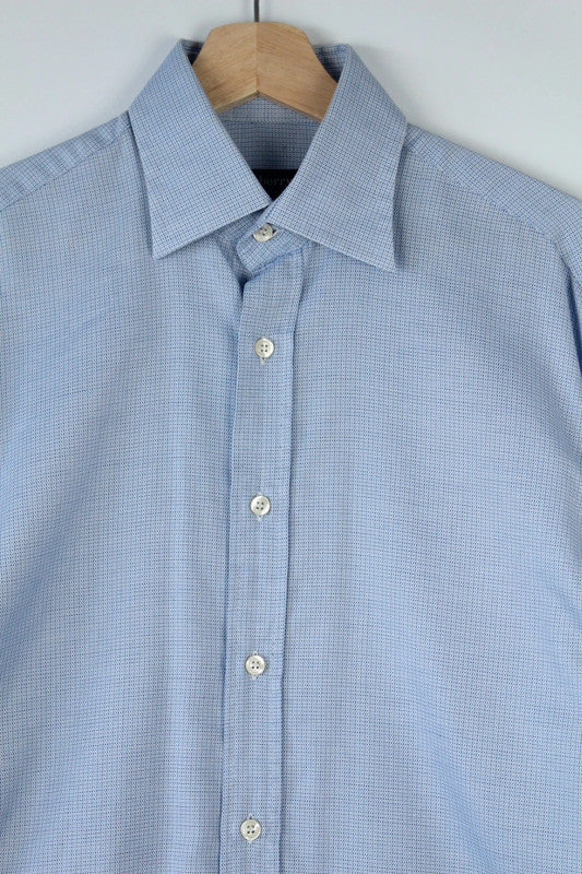 Burberry Light Pastel Blue Cotton Long Sleeve Dress Shirt | Medium