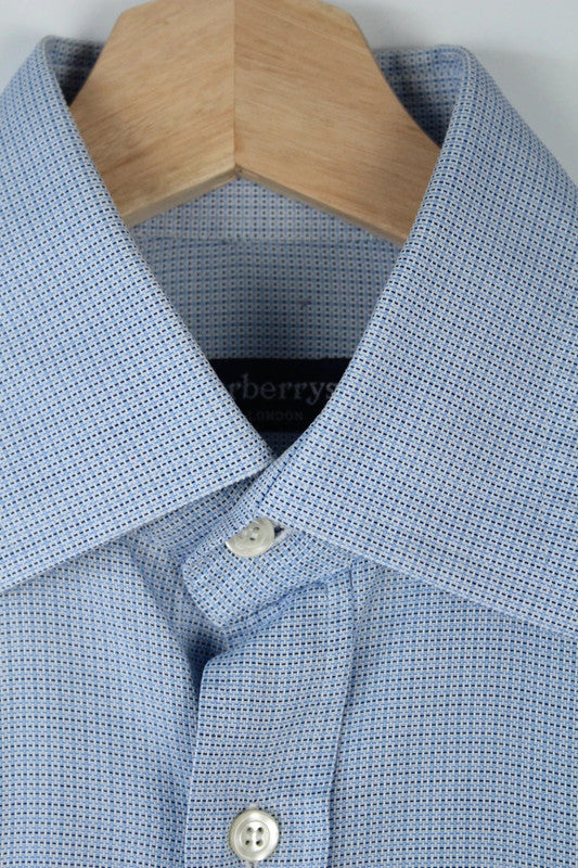 Burberry Light Pastel Blue Cotton Long Sleeve Dress Shirt | Medium