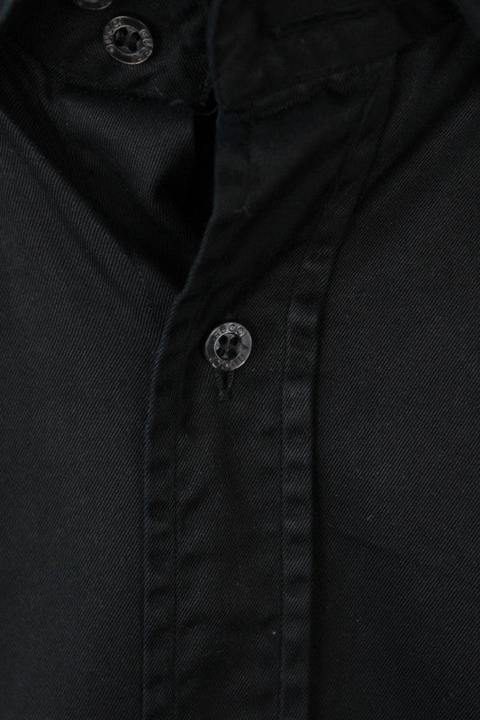 Gucci black long sleeve tailored shirt with precision-stitched panel darts and subtle sheen.