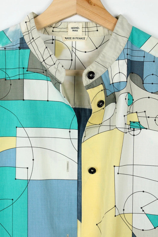 Hermes graphic tee multi-colour geometric print cotton with modernist design details.