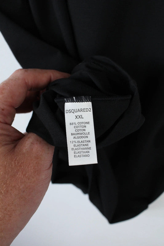 Dsquared2 black graphic t-shirt, tight fit, soft cotton, brand logo tag attached.