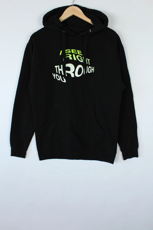 Anti Social Social Club black hoodie with neon green graphic text and soft fleece material.