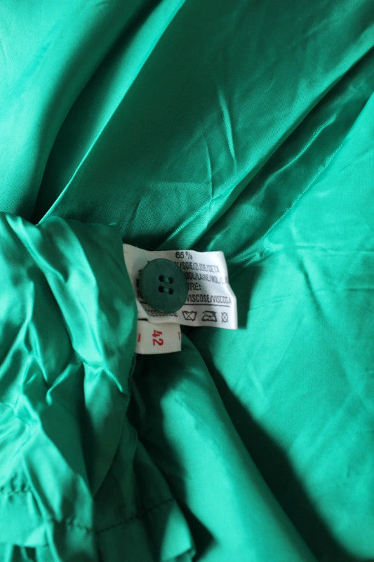Louis Feraud green pencil skirt textured floral jacquard high-waisted silk blend.