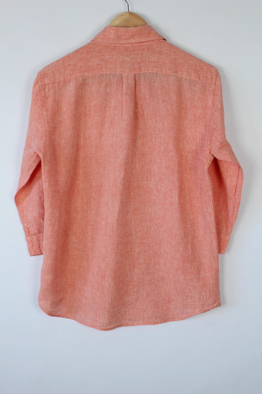 Celio salmon pink linen tunic blouse with chest pocket and classic collar.