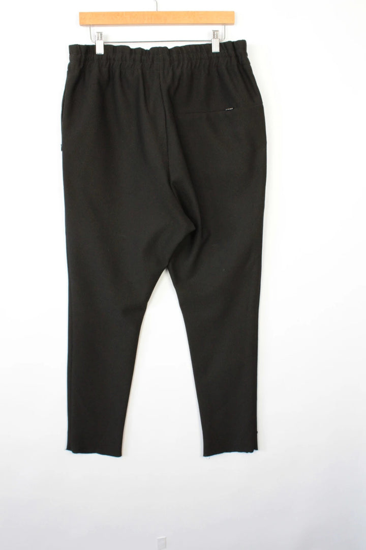 AQ/AQ black joggers with drop-crotch design and elasticated drawstring waist.