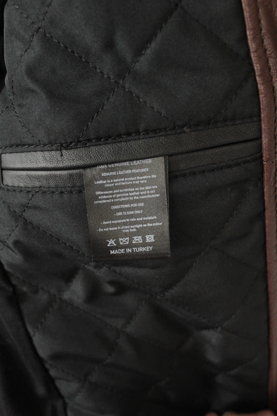 Leather Republic brown biker jacket quilted shoulders genuine leather soft grain hide