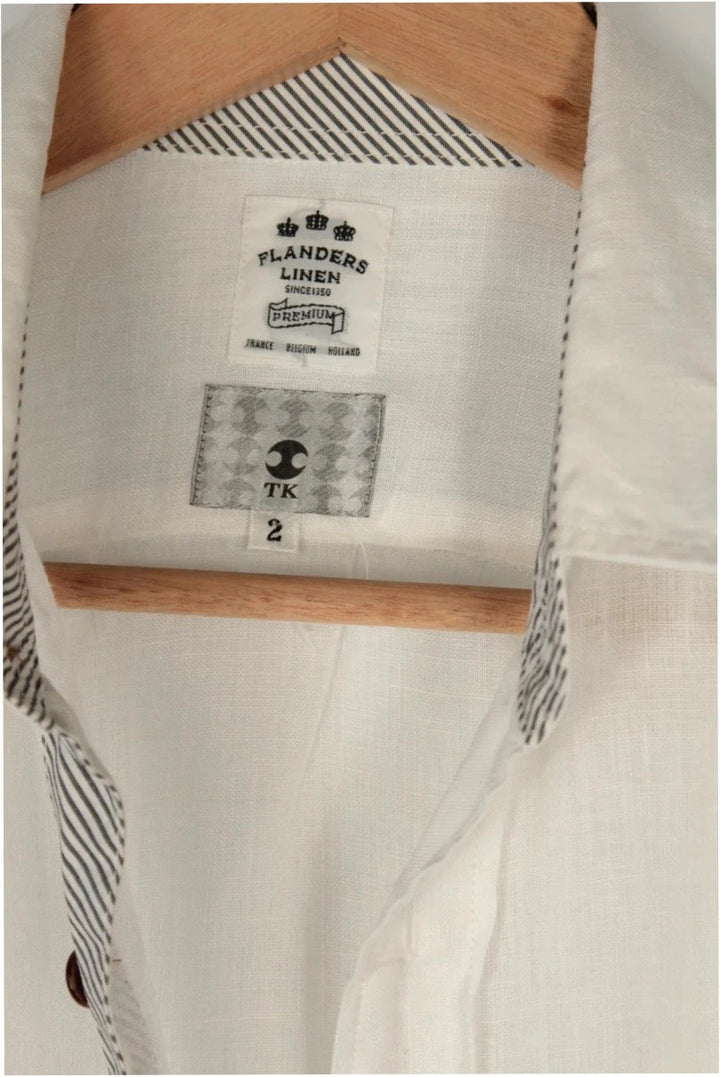 Flanders Linen white long sleeve shirt premium linen texture button-up design