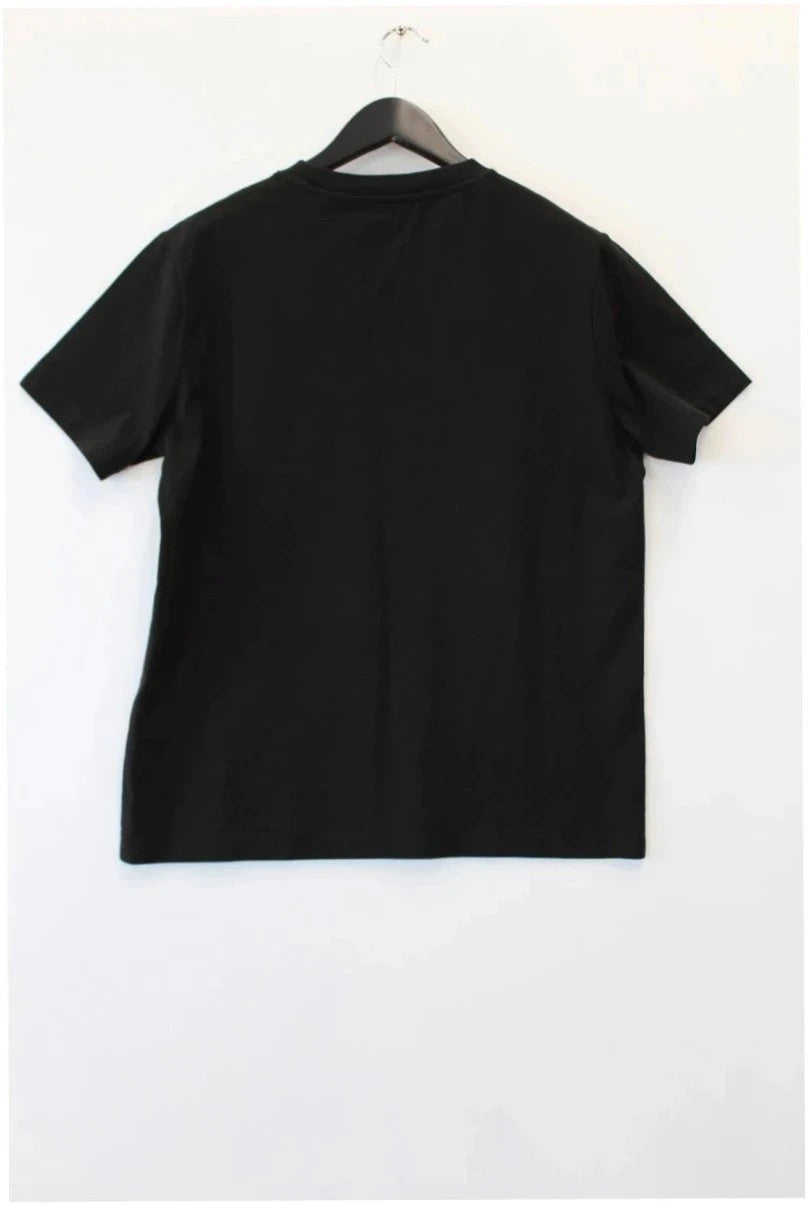 Kenzo black graphic tee with bold red box logo and ribbed crew neckline.