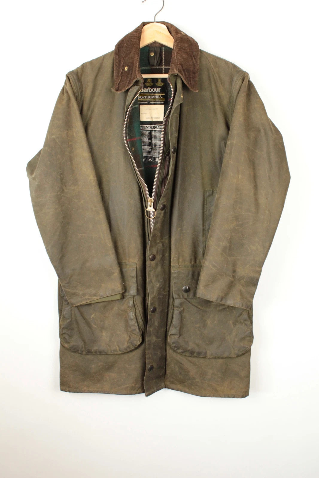 Barbour khaki wax jacket heavyweight 8oz cotton corduroy collar moleskin lining