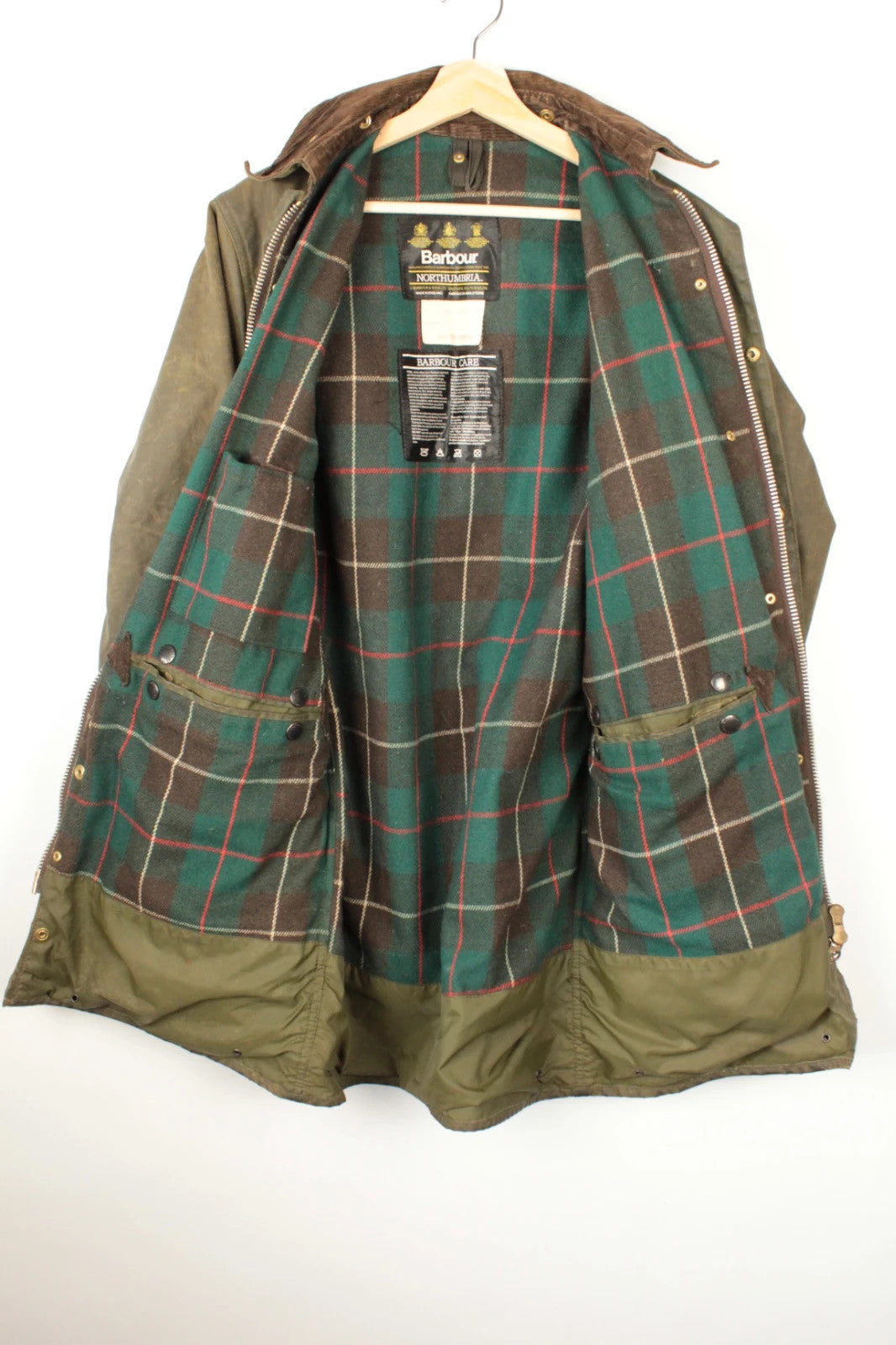 Barbour khaki wax jacket heavyweight 8oz cotton corduroy collar moleskin lining