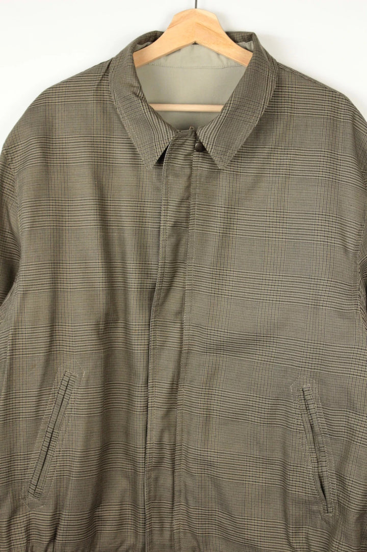 Faciba khaki reversible Harrington jacket retro Prince of Wales check pattern.