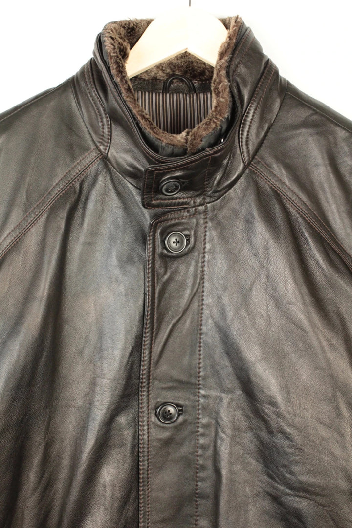 Leatherman dark brown leather coat with Thermolite lining and vintage character details.