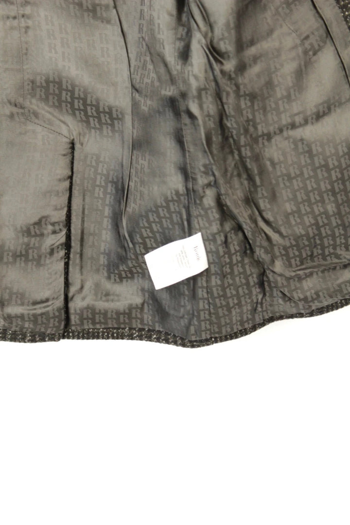 Rouje grey checked wool blazer jacket with branded buttons and smooth lining.