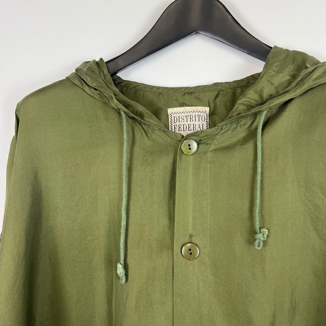 khaki green silk two piece tracksuit - M
