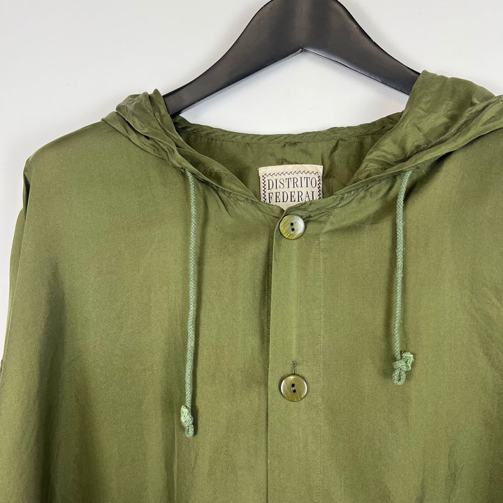 khaki green silk two piece tracksuit - M