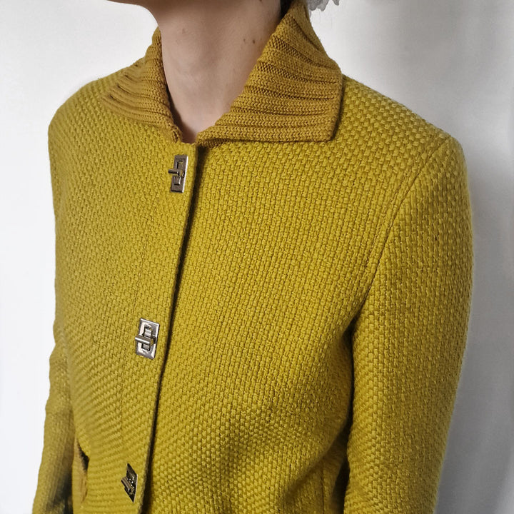 Alberta Ferretti yellow woven wool jacket - S