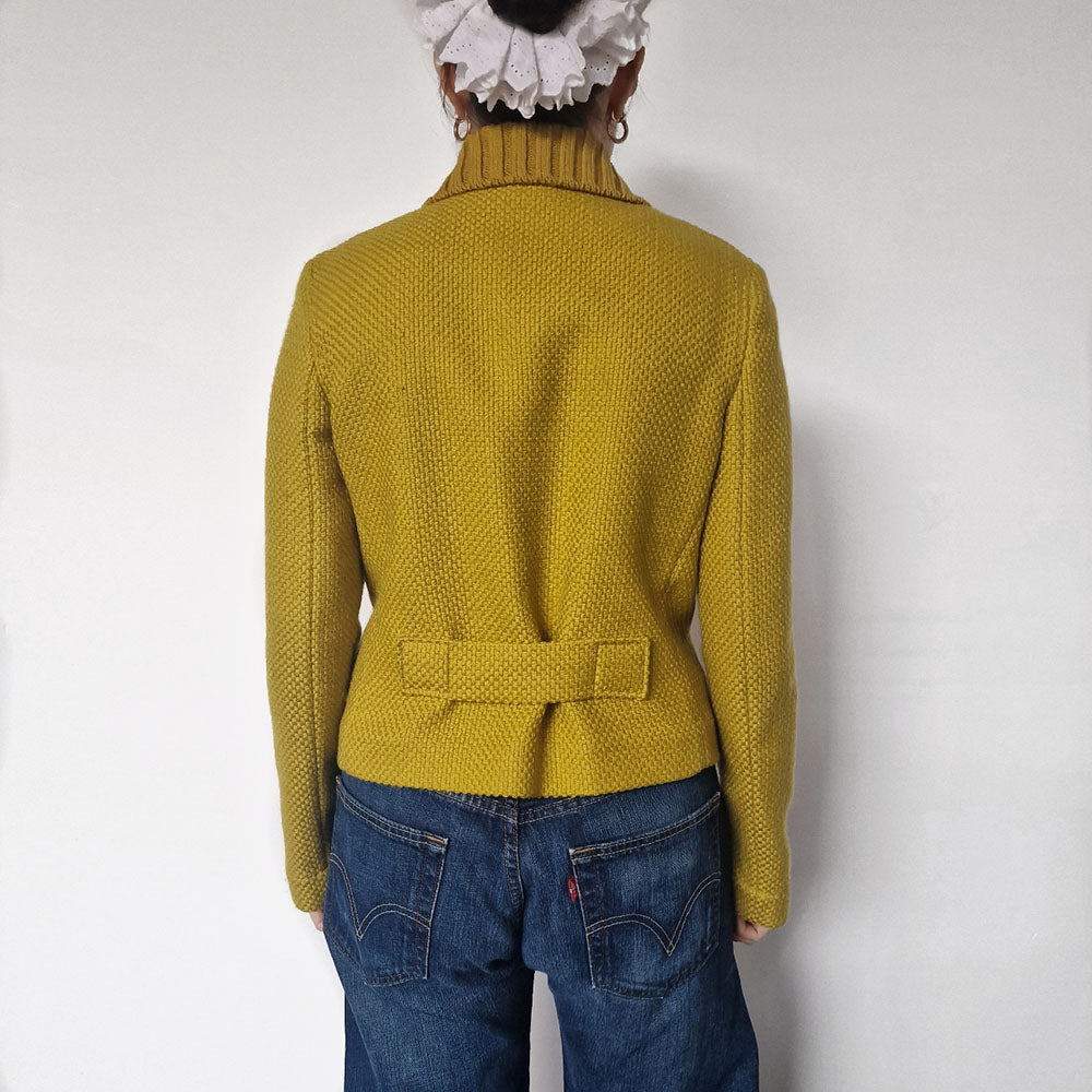 Alberta Ferretti yellow woven wool jacket - S