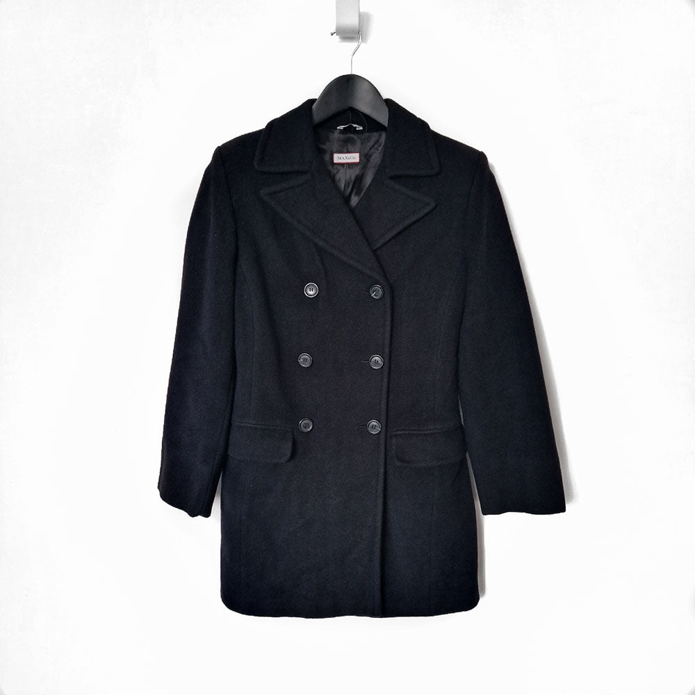 Max & Co Black Wool Pea Coat - UK 8
