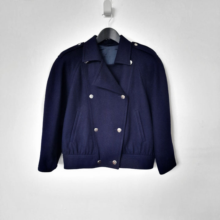 Marella Navy Wool Double Breasted Jacket - UK 10-12