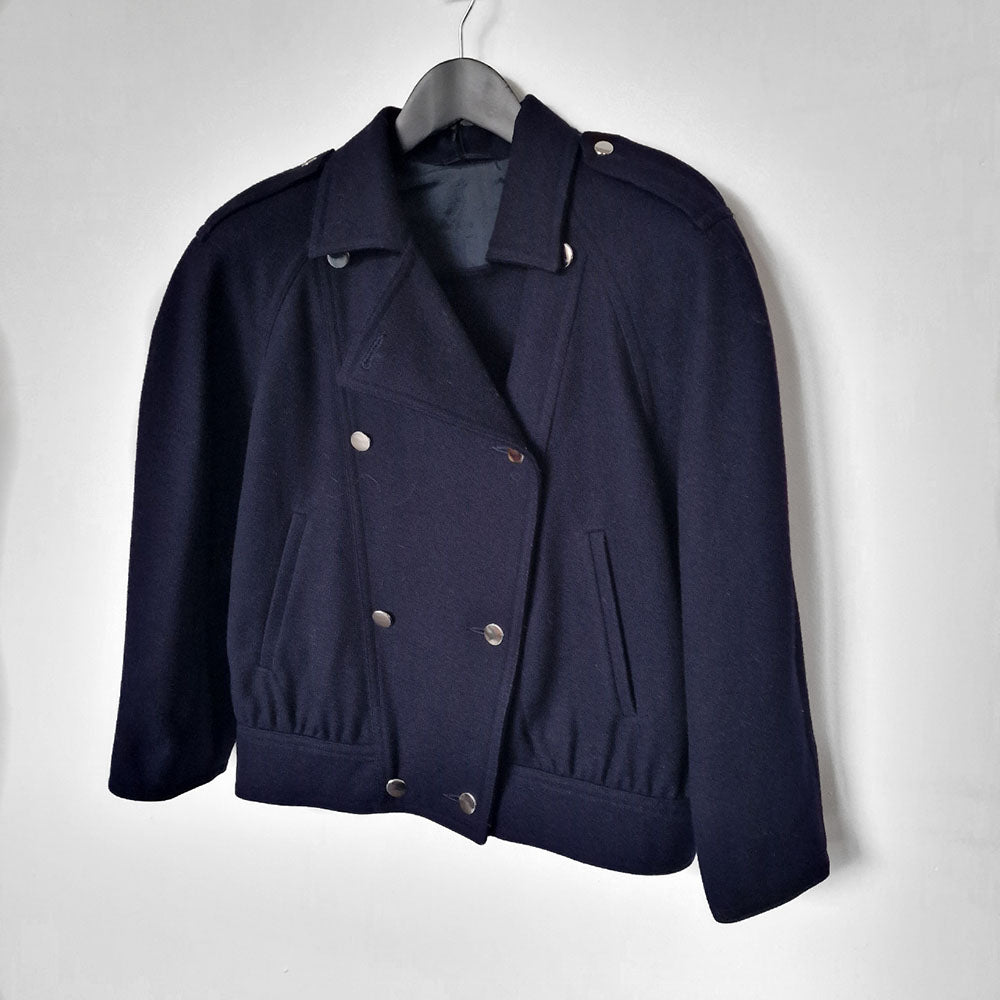 Marella Navy Wool Double Breasted Jacket - UK 10-12