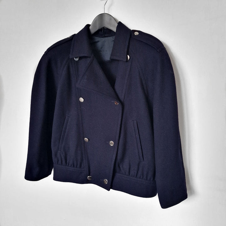 Marella Navy Wool Double Breasted Jacket - UK 10-12