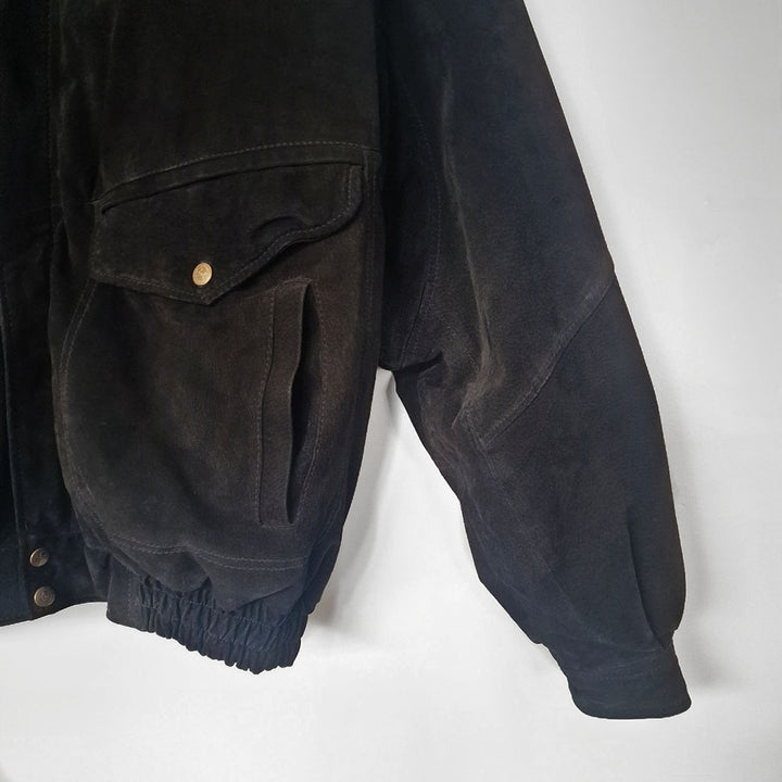 David Conrad Black Suede Bomber - UK 12-14