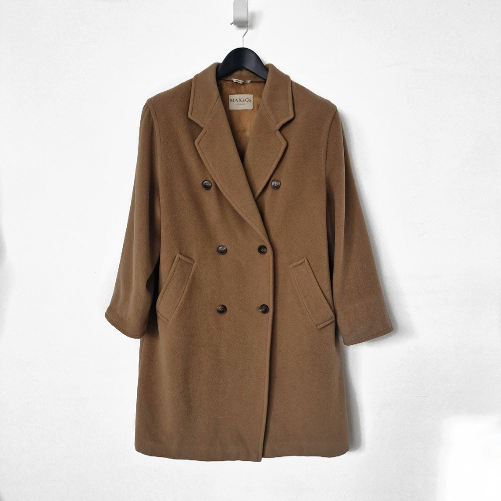 Max & Co Camel Double Breasted Wool Coat - UK 12-14