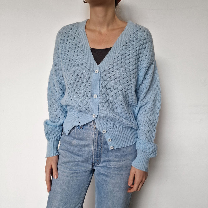 Pale Blue Acrylic Delicate Cardigan - UK 8-10