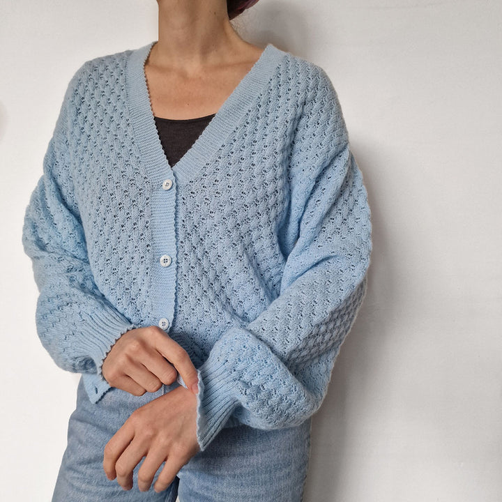 Pale Blue Acrylic Delicate Cardigan - UK 8-10