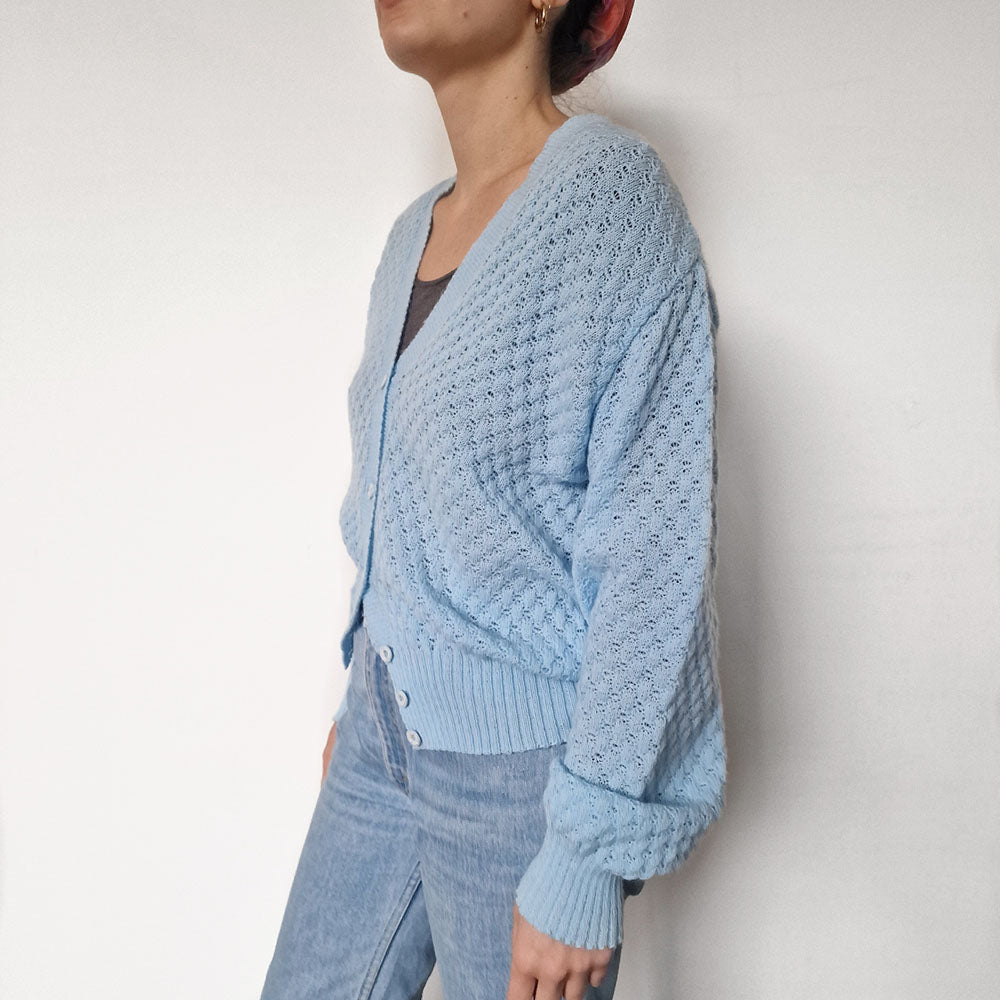 Pale Blue Acrylic Delicate Cardigan - UK 8-10